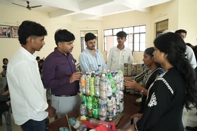 Student volunteers manufacturing Eco-bricks in Gorakhpur